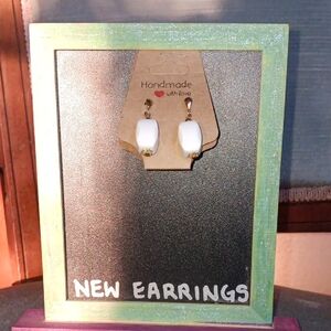 White Stone Drop Earrings